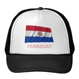 Paraguay Waving Flag with Name Mesh Hats