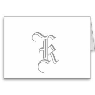 Monogram "K" Card Old English Style_grey text