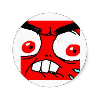 Angry Red Rage Face Round Stickers