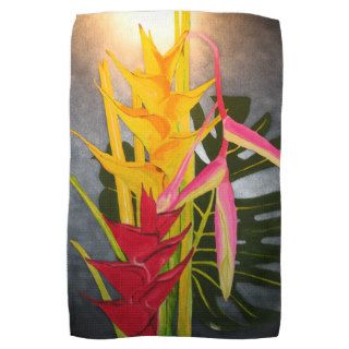 Tropical Blossums Acrylic Painting Kitchen Towels