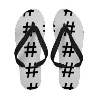 #HASHTAG   Black Hash Tag Symbol Flip Flops