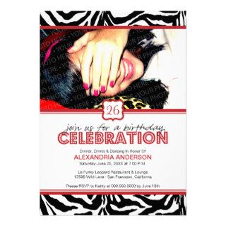 Trendy Birthday Party Invitation  Zebra Chic