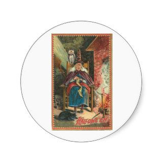 Vintage Halloween Greeting Cards Classic Posters Round Sticker
