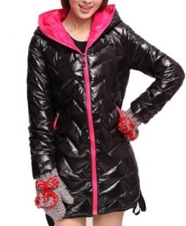 Female Winter Down High grade Bright Surface Hooded Down Coat