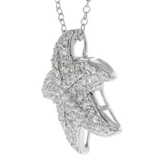 Journee Collection Silvertone Pave set CZ Starfish Necklace Journee Collection Cubic Zirconia Necklaces
