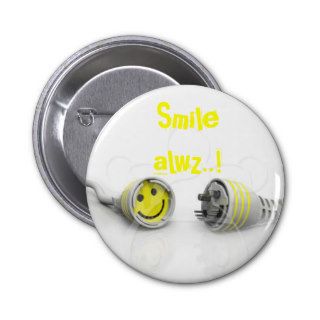 3d Smiley Face Cable Connector with a Prong 828Pinback Button