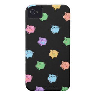 Rainbow Pig Pattern on black iPhone 4 Case Mate Case