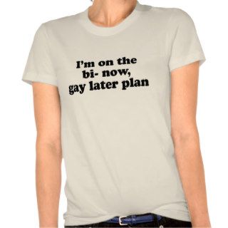 I'M ON THE "BI" NOW, "GAY" LATER PLAN T SHIRT