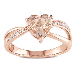 Miadora 10k Pink Gold Morganite and Diamond Accent Heart Ring Miadora Gemstone Rings