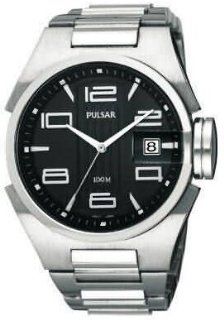 Pulsar by Seiko Zound Up Mens Big Date Black Dial Stl. Steel Quartz Watch PXH543 Pulsar Watches