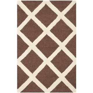 Safavieh Handmade Cambridge Moroccan Diamond Pattern Dark Brown Wool Rug (2' x 3') Safavieh Accent Rugs