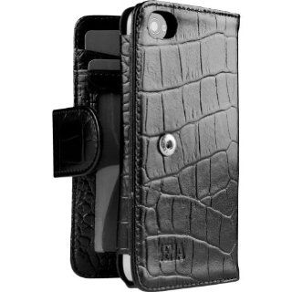 Sena Walletbook Leather Case for iPhone 4   Croco Black   Fits AT&T iPhone Cell Phones & Accessories