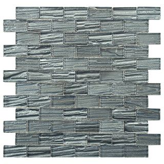 SomerTile 'Arbor Subway Blue' 12.25x12.25 inch Glass Mosaic Tiles (Pack of 10) Wall Tiles