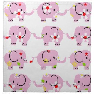 cute girly elephants pink pattern napkins
