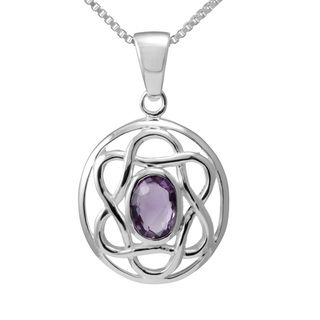 Sterling Silver Celtic Pendent w/Oval Shaped Natural Amethyst (Thailand) Necklaces