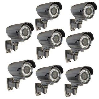 Pack of (8) Waterproof Outdoor Day & Night IR Color Security Camera w/ Power Adapter & Splitter Kit   560 TV Lines 42PCs IR LED, 1/3" SONY CCD, Vari Focal 4~9mm Lens  Bullet Cameras  Camera & Photo