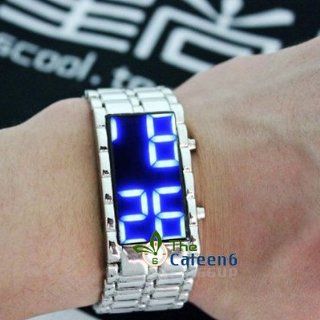 NEW Steel Unique Mirror Red & Blue LED Sports Unisex Fashion Date Wrist Watch Watches