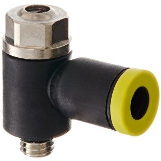 Legris 7010 04 19 Nylon Air Flow Control Valve, 90 Degree Elbow, Meter Out, Slotted Screw, 4 mm Tube OD x M5 Metric Male Shower Flow Control Valves