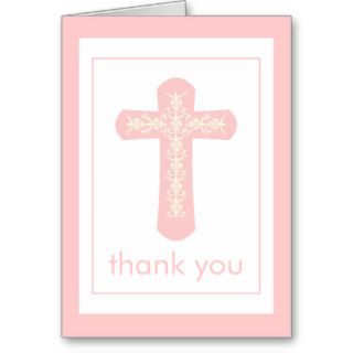 Sweet Pink Cross Thank You Card