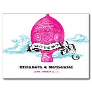 Vintage Hot Air Balloon Save the Date Postcards