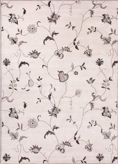 Jaipur Poeme Alsace RUG103562 5 in. W x 8 in. L Transitional Floral Pattern Wool Tufted Rug in Antique White   Hand Tufted Rugs