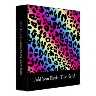 Neon Rainbow Leopard Pattern Print Binders