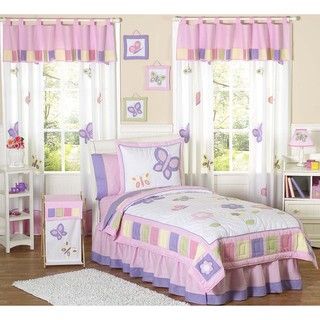 Sweet JoJo Designs Butterfly 3 piece Girls Queen size Quilt Set Sweet Jojo Designs Kids' Comforter Sets