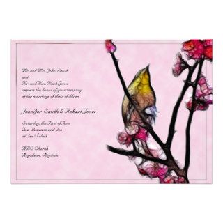 Spring Bird Fractal Wedding Invitation