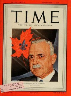 1949 Cover TIME Louis St. Laurent Canada Ernest H Baker   Original Cover   Prints