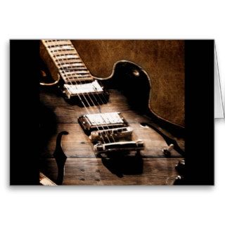 Country Music Guitar On Leather Background Cards
