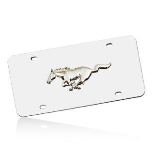 Ford Mustang Pony on Polished Stainless Steel License Plate Automotive