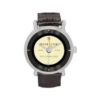 Personalized Vintage Microphone Vinyl Record Watch