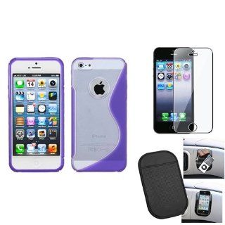 eForCity Film + Mat + compatible with iPhone® 5 TPU Gummy S Line Flexi Skin Case Purple Clear S Shape Cell Phones & Accessories