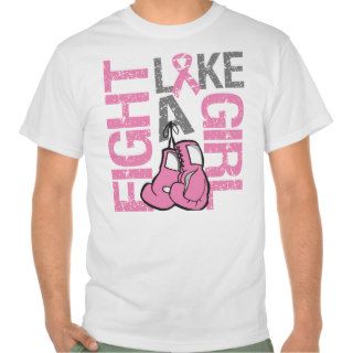 Breast Cancer Fight Like a Girl Grunge Slogan T shirt
