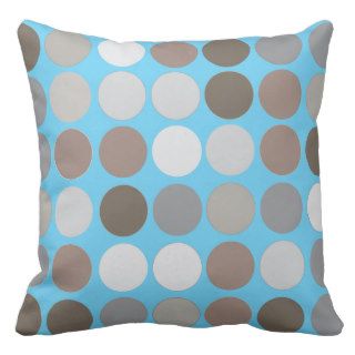 Gray Brown Circles w/Blue Modern Abstract Pattern Pillows