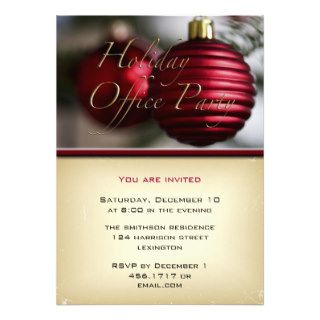 Holiday Office Party Red Ornaments Invitation