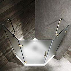 Vigo Frameless Neo angle Frosted/ White Base Shower Enclosure (40 x 40) Vigo Shower Doors