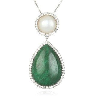 Emerald Pear Pendant 18" CHELINE Jewelry