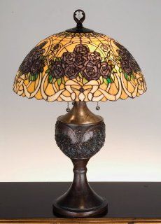 Meyda Lighting 98079 28"H Rose Bouquet Table Lamp   Tiffany Style Table Lamps  