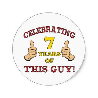 Funny 7th Birthday For Boys Round Sticker