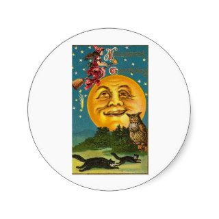 Vintage Halloween Greeting Cards Classic Posters Round Sticker