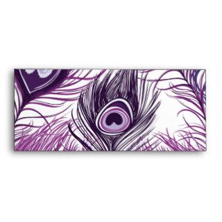 Elegant Pretty Purple Peacock Feathers Design Envelope