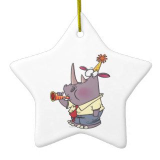 cute funny party rhino cartoon christmas ornaments