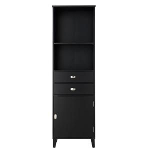 Home Decorators Collection Moderna 20 in. W Linen Cabinet with Wooden Door in Black DISCONTINUED 1182600210