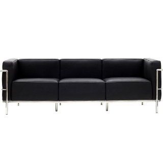 Modway Charles Grande Leather Sofa In Black  