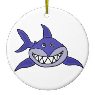 XX  Funny Grinning Shark Cartoon Ornaments