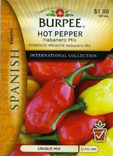 Burpee 69658 Spanish   Pepper, Hot Habanero Mix Seed Packet  Vegetable Plants  Patio, Lawn & Garden