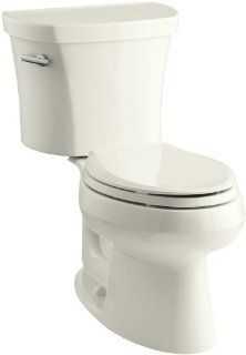 Kohler K 3948 96 Wellworth Elongated 1.28 gpf Toilet, 14 inch Rough In, Biscuit   Two Piece Toilets  