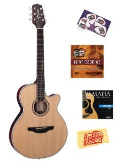 Takamine EG568C FXC Acoustic Electric Guitar Bundle with Hardshell Case, Instructional DVD, Strings, Pick Card, and Polishing Cloth Musical Instruments