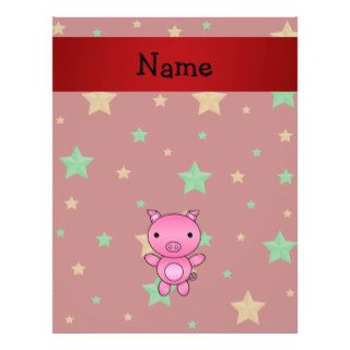 Personalized name pig red green gold stars flyer design